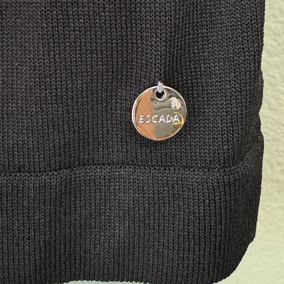 Escada Top Womens EU 36 Black Sheer Scoop Neck Knit Tank Blouse Sleeveless Basic - Picture 6 of 8